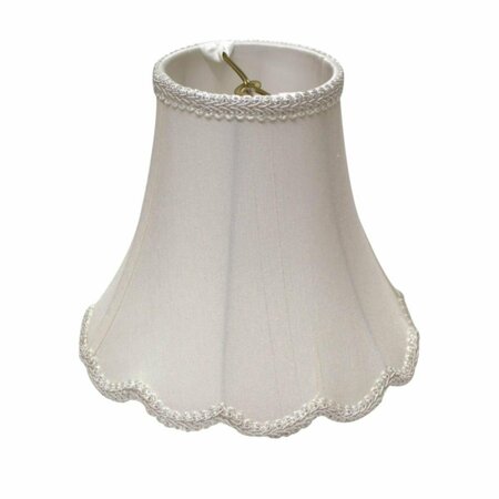 HOMEROOTS 12 in. Slanted Scallop Bell Monay Shantung Lampshade, White 469573